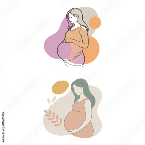 pregnant woman vector illustration set