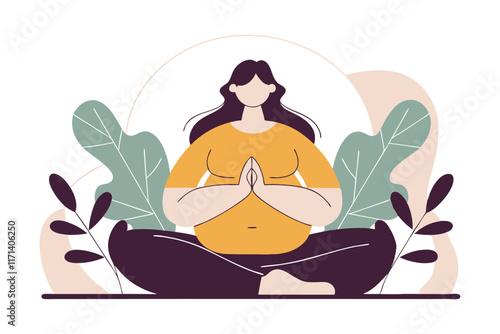 pregnant woman yoga vector illustration.