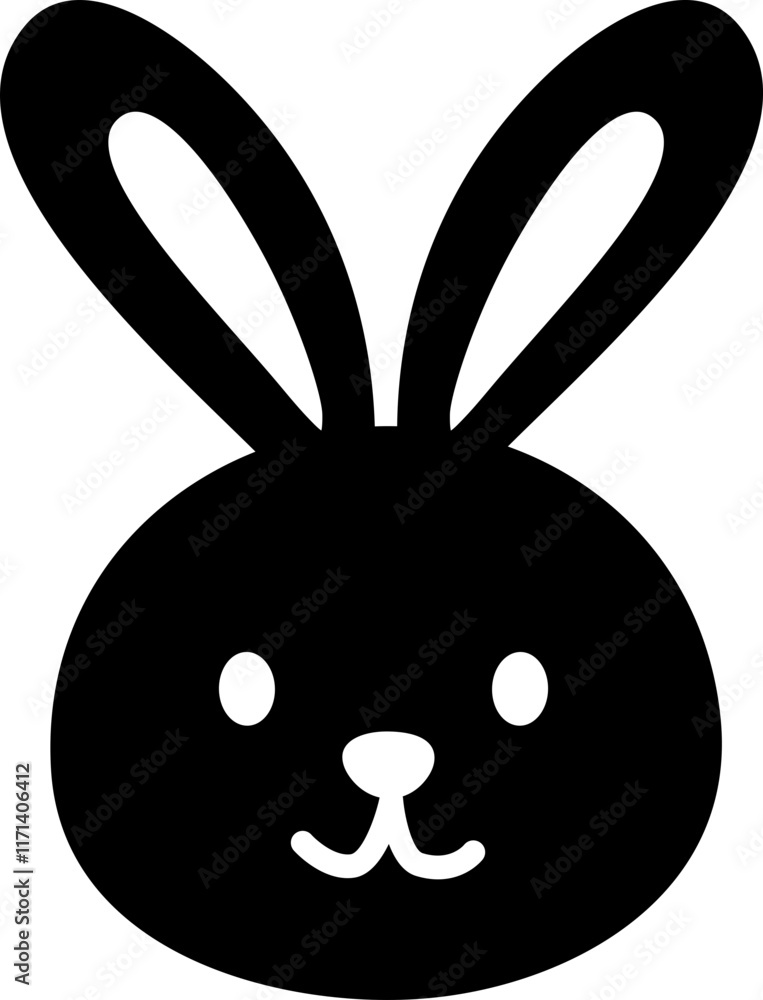 Cute rabbit black silhouette.
Simple shape of Easter head silhouette.
Transparent background.