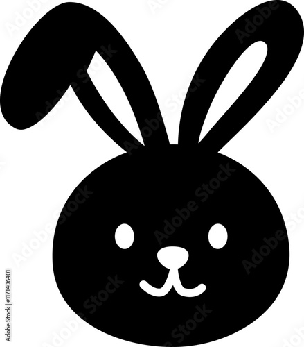 Cute rabbit black silhouette.
Simple shape of Easter head silhouette.
Transparent background.