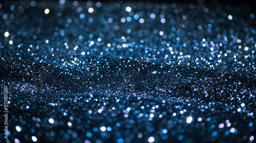 Abstract bright glitter blue background. Detailed view of a vibrant blue glitter background with shimmering sapphire particles creating a sparkly