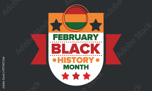 Black History Month 2025. African American History. Celebrated annual. February and October. Poster, card, banner, background. Vector illustration