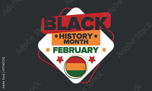 Black History Month 2025. African American History. Celebrated annual. February and October. Poster, card, banner, background. Vector illustration