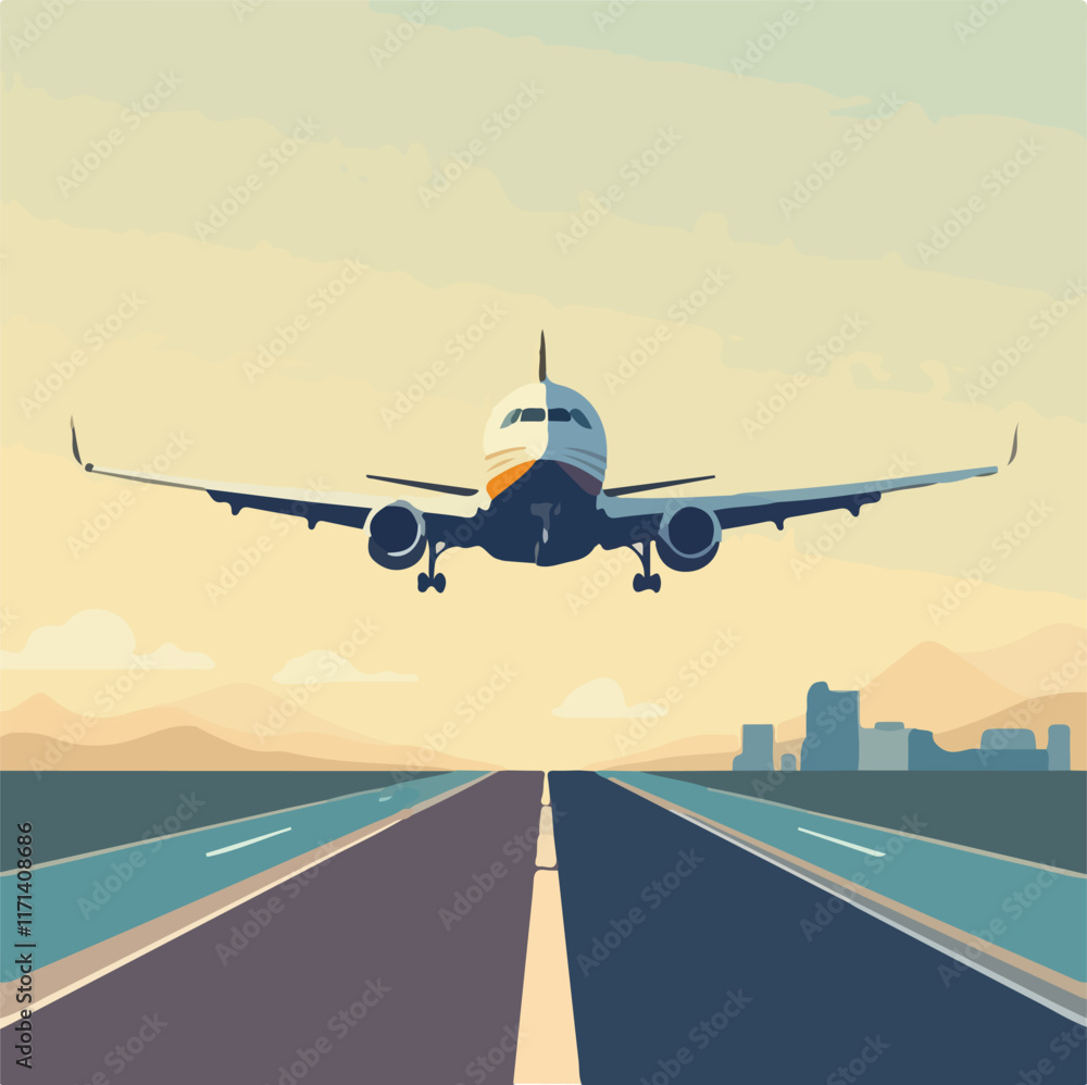 Plane landing in airport vector design, Plane vector design Plane landing in airport vector design, Plane vector design
