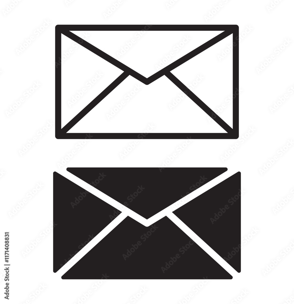 Envelope mail icon set. newsletter web buttons. close email letter outline vector symbol. flat thin e-mail pictogram on white background. send mail message line sign. Communication, Messaging, Social Envelope mail icon set. newsletter web buttons. close email letter outline vector symbol. flat thin e-mail pictogram on white background. send mail message line sign. Communication, Messaging, Social