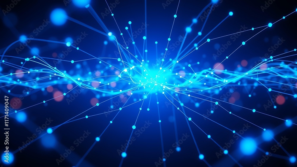 Obraz premium Digital Network, Abstract, Blue, Technology, Connection