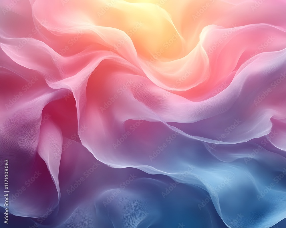 Obraz premium Pastel fabric waves, soft folds, colorful silk texture.