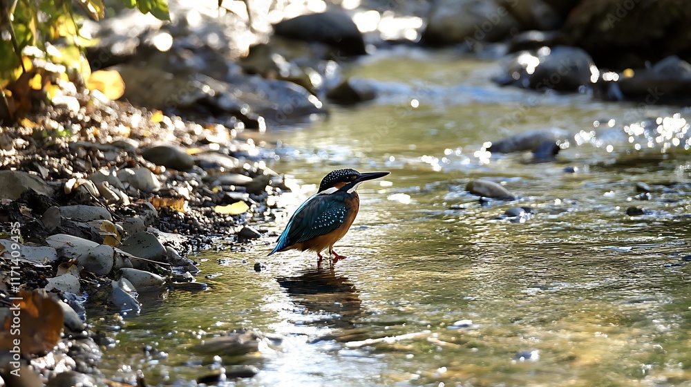 Serene Kingfisher by the Stream: A Moment of Tranquility in Nature Serene Kingfisher by the Stream: A Moment of Tranquility in Nature