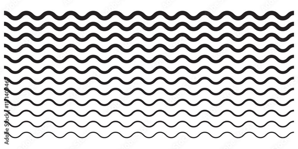 Black zig zag pattern seamless texture isolated on white background. wavy zigzag lines. Black underlines wavy curve zig zag line pattern in abstract style, horizontal line eps 10. Black zig zag pattern seamless texture isolated on white background. wavy zigzag lines. Black underlines wavy curve zig zag line pattern in abstract style, horizontal line eps 10.