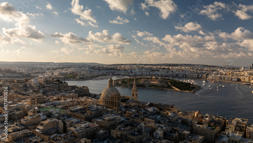 Obraz na płótnie Aerial footage in Malta during winter holidays. w salonie