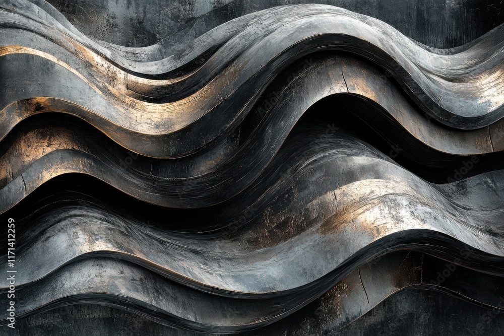 Abstract Black and Gold Wave Pattern Abstract Black and Gold Wave Pattern