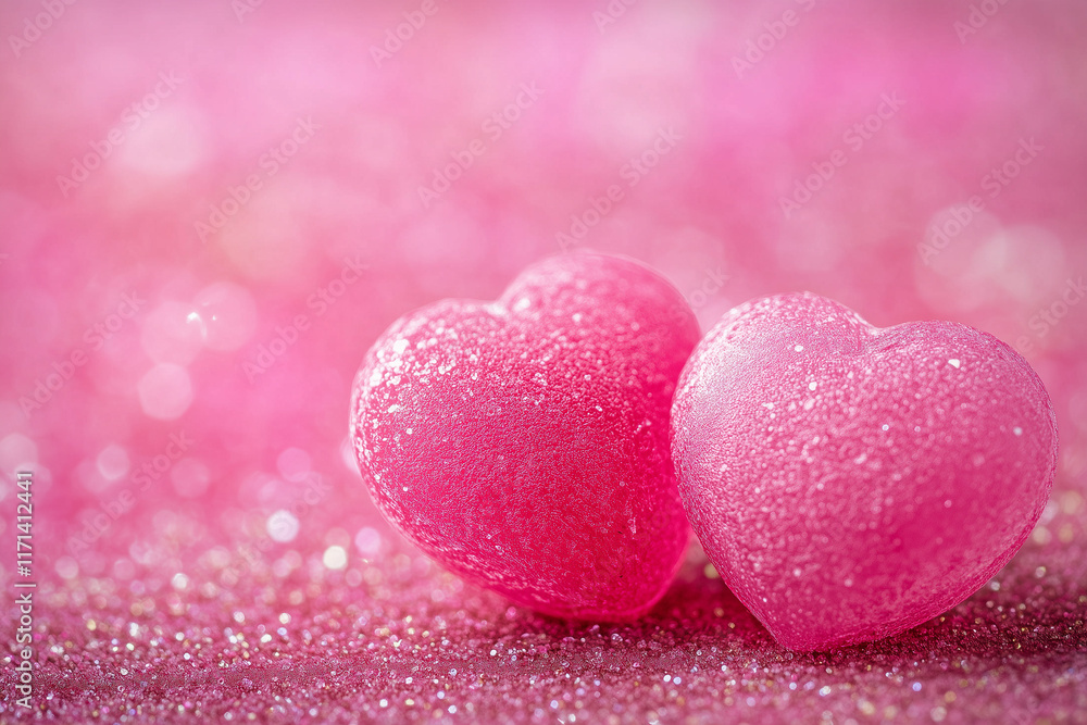 Pink hearts on pink background, Valentine's Day banner Pink hearts on pink background, Valentine's Day banner