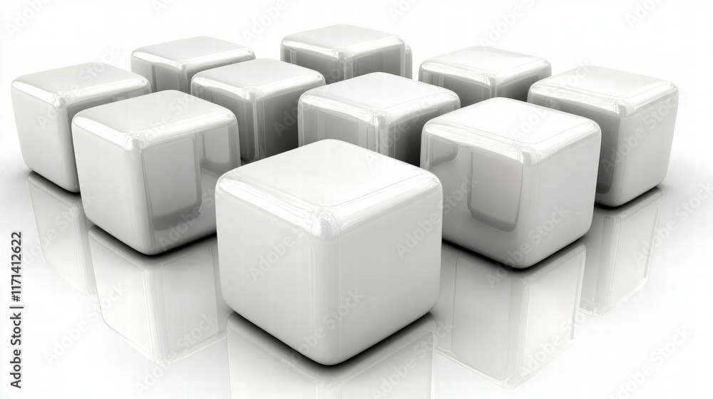 White Cubes Arrangement, Abstract 3D Render White Cubes Arrangement, Abstract 3D Render