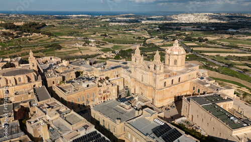 Aerial footage in Malta during winter holidays.