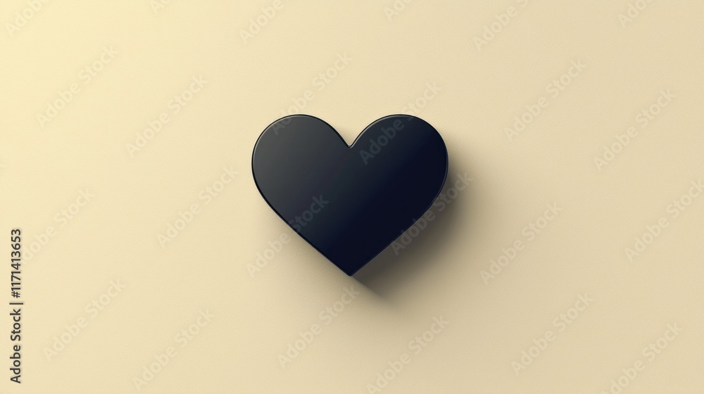 Minimalistic Black Heart Shape on Soft Beige Background, Perfect for Expressions of Love, Affection, and Romantic Themes in Design and Art Projects Minimalistic Black Heart Shape on Soft Beige Background, Perfect for Expressions of Love, Affection, and Romantic Themes in Design and Art Projects