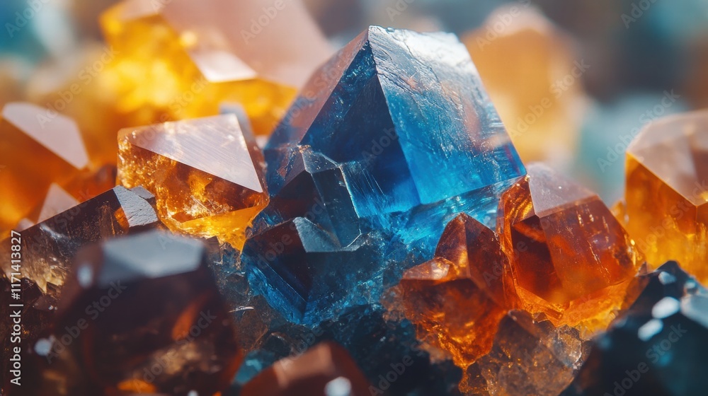 Blue and Orange Crystals Macro Blue and Orange Crystals Macro