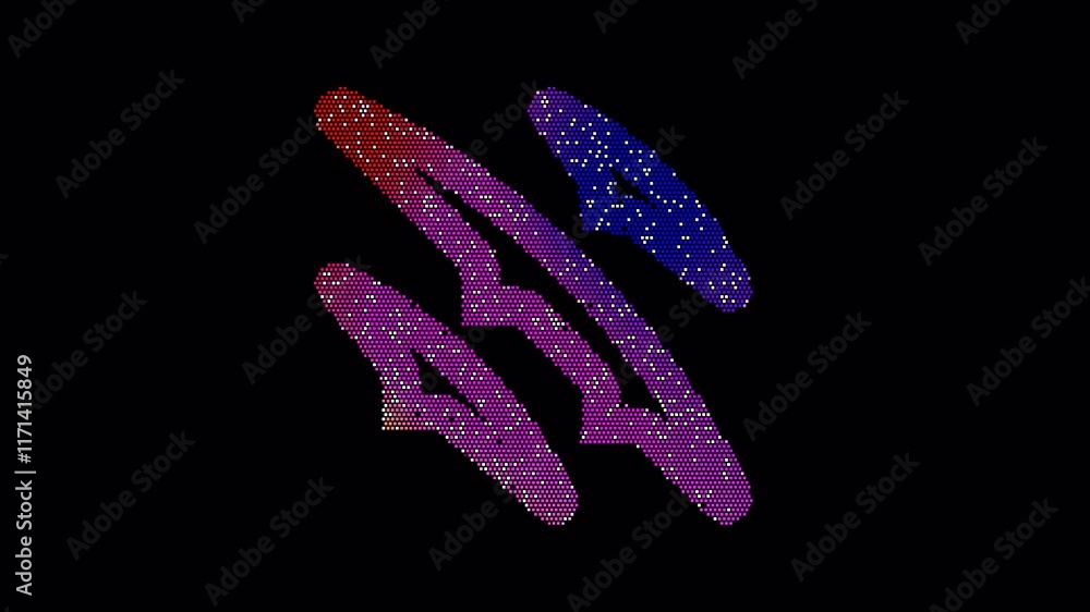 Icon claw marks is made up of LED square shapes that shimmer and flicker. There are black dead diodes. In-Out looped. Alpha BW at the end