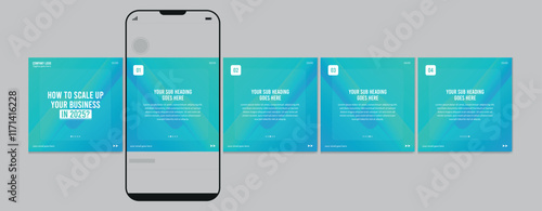 Business carousel post template for advertising, Set of carousel post for Instagram and LinkedIn, Editable social media carousel layout, template eps 10.	