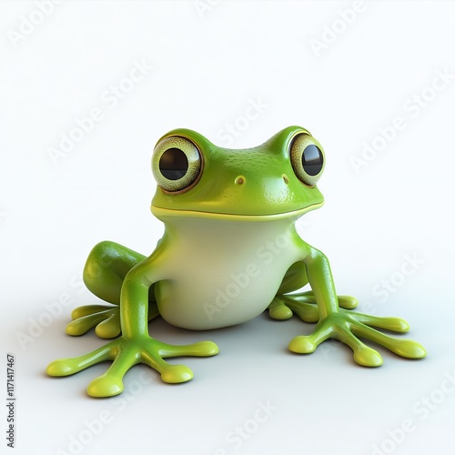 Adorable Cartoon Frog Image Fun Green Amphibian Illustration photo