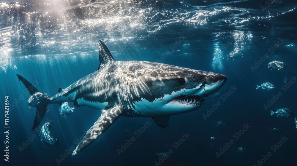 Fototapeta premium Dramatic Deep Sea Predator with Ambient Lighting