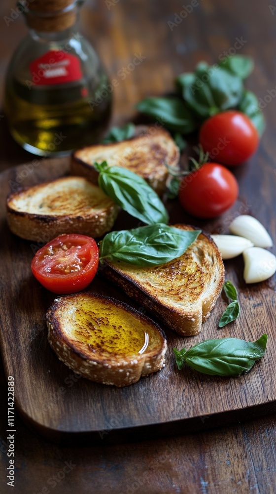 Rustic Toast with Olive Oil and Fresh Ingredients Rustic Toast with Olive Oil and Fresh Ingredients