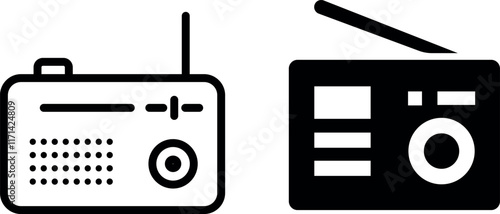 "Radio Vector Icon Set – Retro and Modern Communication Icons"