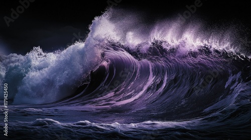 Wallpaper Mural Dramatic purple ocean wave crashing at night. Torontodigital.ca