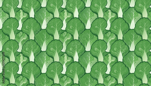 Seamless pattern with green cabbage. Vector illustration. Vegetable background.