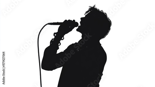 Silhouette of a Singer Holding a Microphone