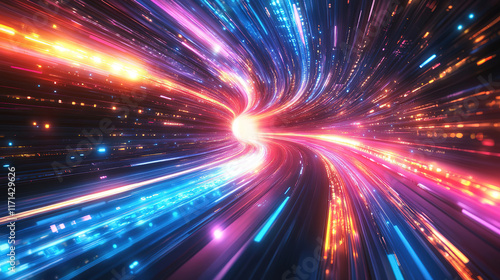 Vibrant Abstract Light Trails in Motion