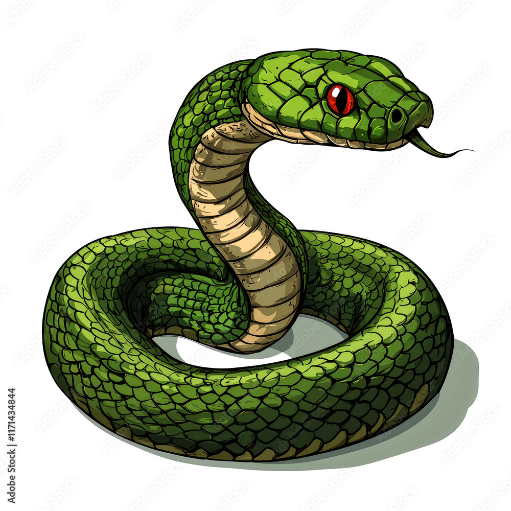 Naklejka premium Green Viper Snake: A Striking Illustration