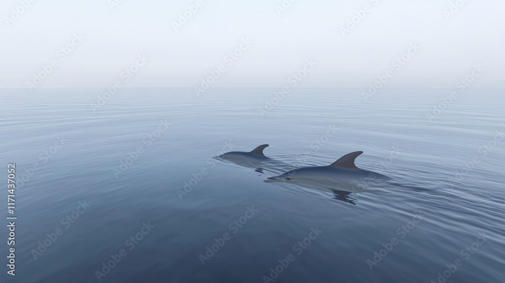 Obraz premium Serene Mammals Swimming in Calm Clear Water