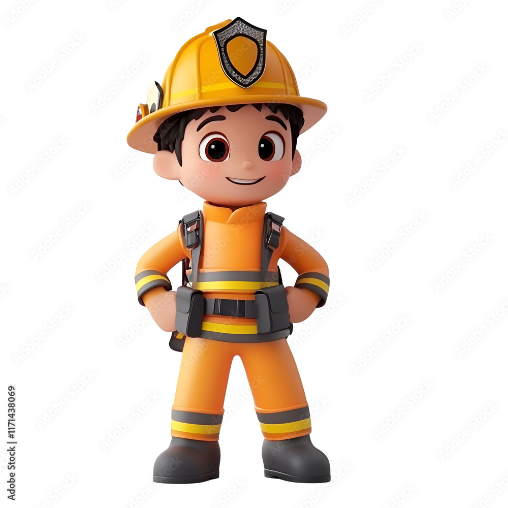 3d children fireman with helmet 3d children fireman with helmet