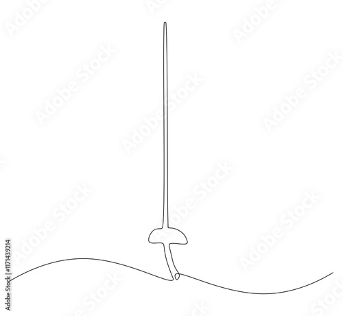 Anggar sword continuous line. Continuous one line drawing anggar sword. Sport, fight  concept. Single line drawing