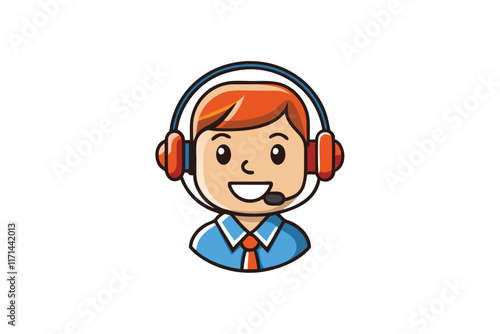 Friendly customer service representative illustration with headset, vibrant colors, and clean design, ideal for support and communication concepts