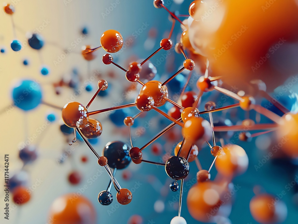 Abstract molecular structure with colorful spheres and connecting rods. Abstract molecular structure with colorful spheres and connecting rods.