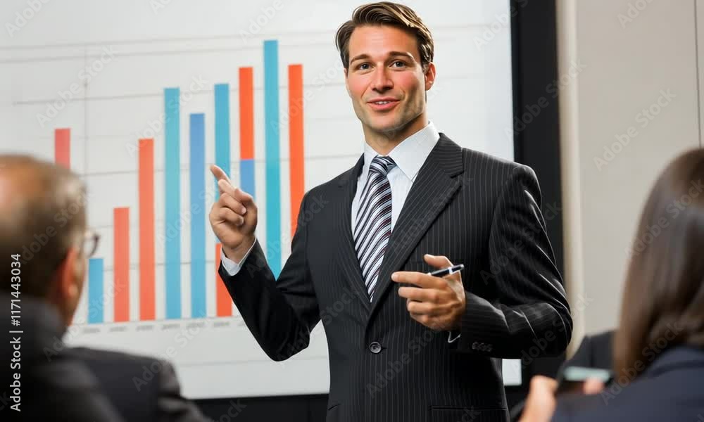 Businessman presenting graph, office meeting