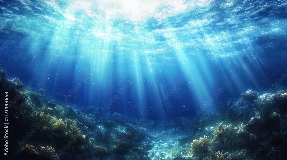 Fototapeta premium Sunlight Filtering Through Coral Reef Waters