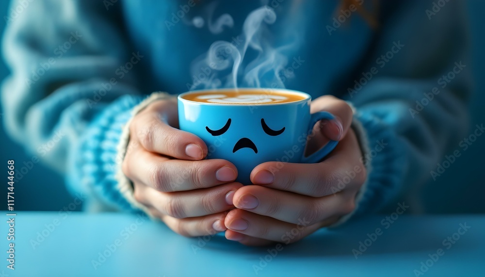 Blue Monday : Sad Mug of Coffee, Winter Blues, Feeling Down, Cozy Sweater, Blue Mug Blue Monday : Sad Mug of Coffee, Winter Blues, Feeling Down, Cozy Sweater, Blue Mug