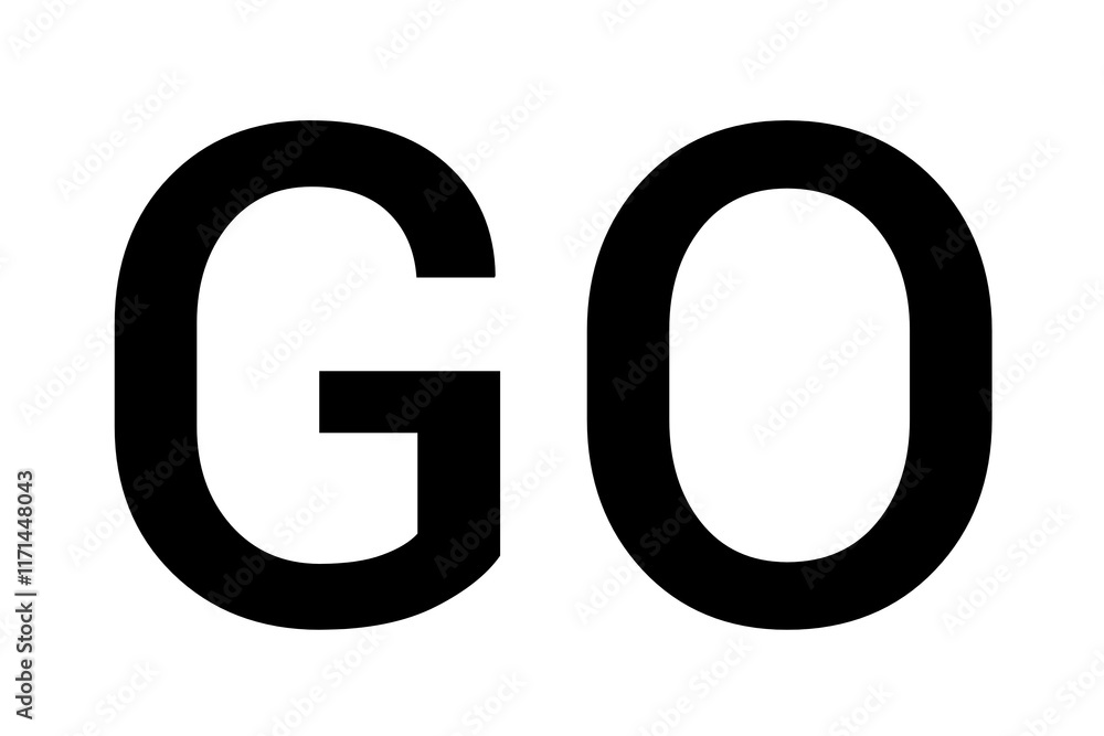 Go, go text, go text on white background Go, go text, go text on white background