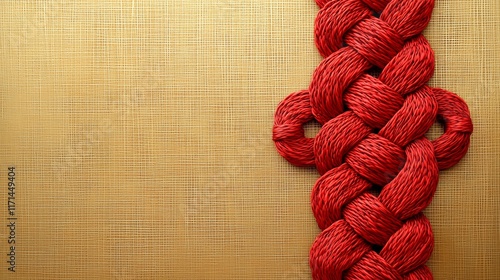 Vibrant Red Rope Texture on Elegant Gold Background