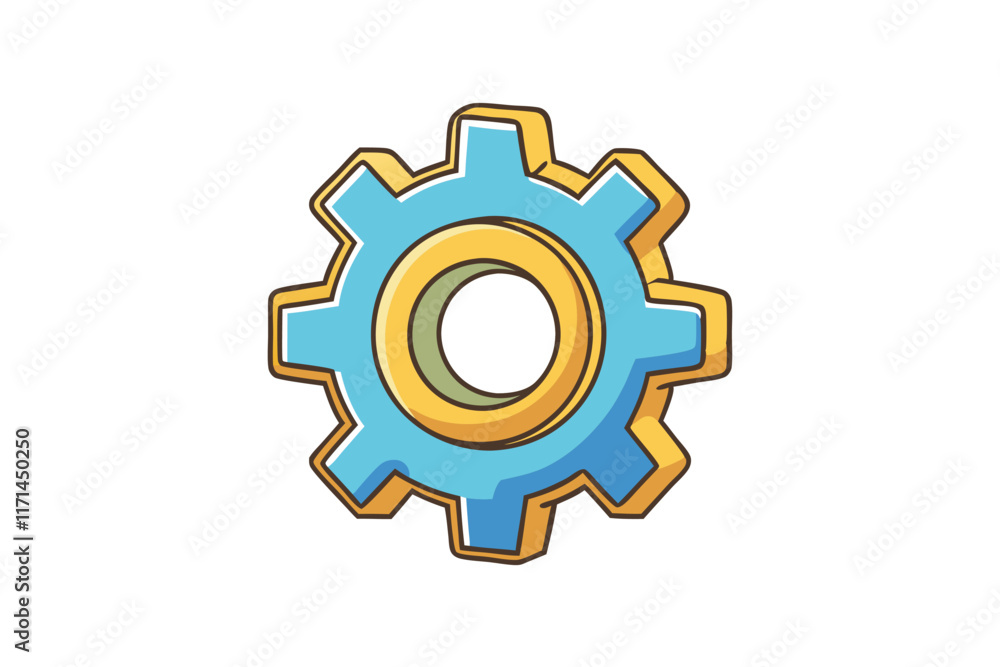 Bright and creative gear icon design symbolizing teamwork, innovation, productivity, and machinery in a minimalist style Bright and creative gear icon design symbolizing teamwork, innovation, productivity, and machinery in a minimalist style