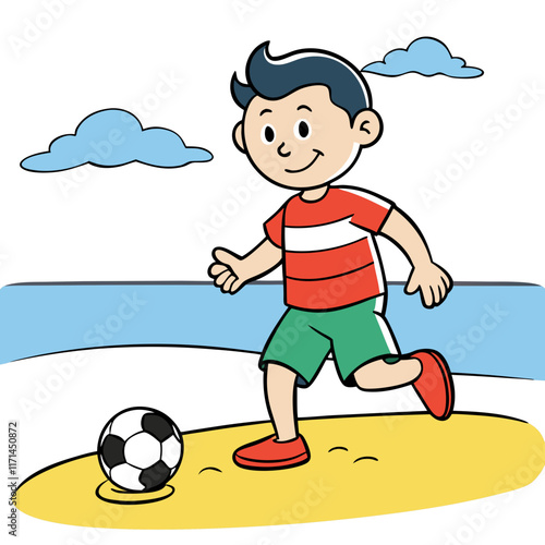 boy playing soccer