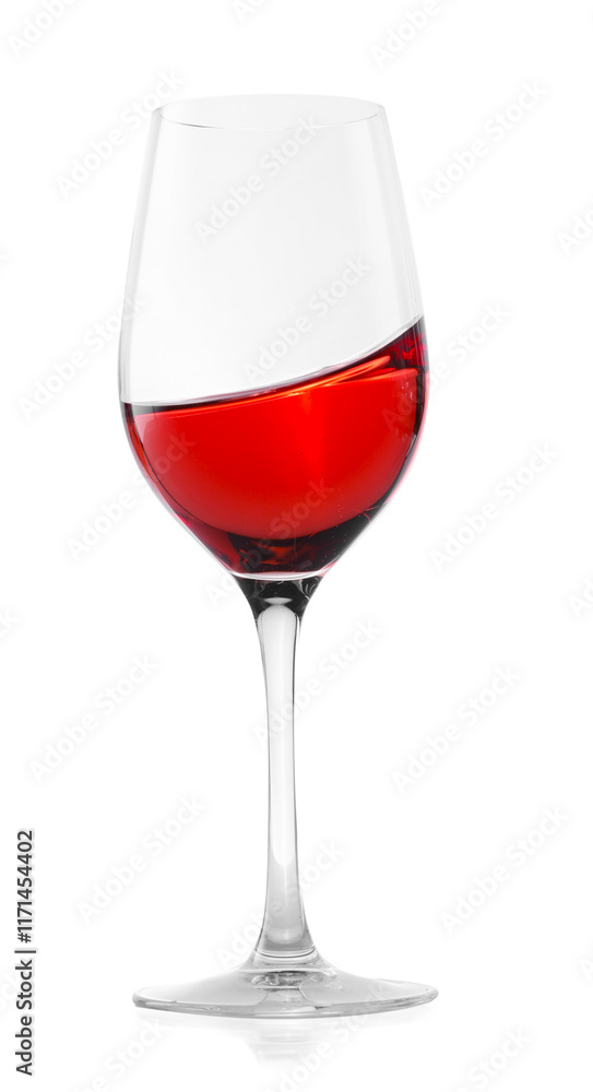 Rose wine splashing in glass on white background Rose wine splashing in glass on white background