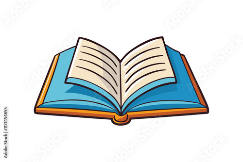 Creative and colorful open book icon with charming details and playful look, ideal for storytelling, libraries, or school themes