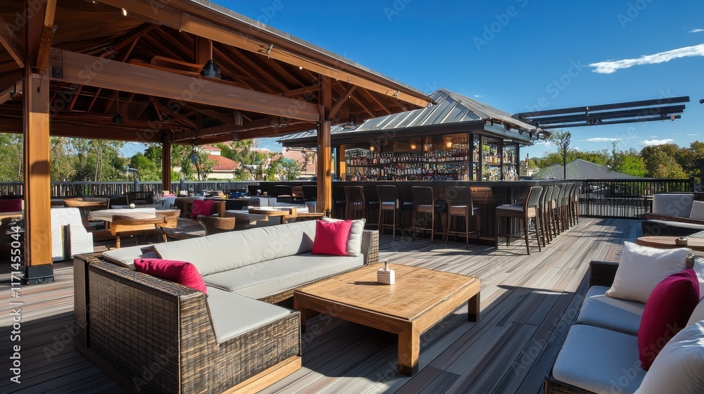 Fototapeta premium Rooftop bars combine relaxation with breathtaking views.