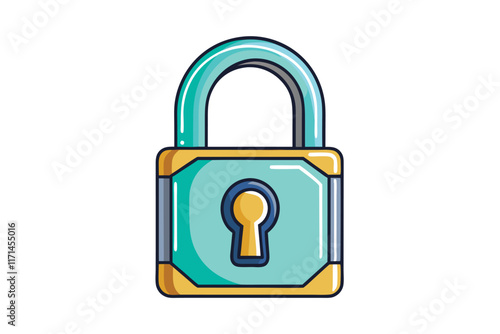Colorful padlock icon with a vibrant design in blue, gold, and yellow on a clean white background for security themed illustrations