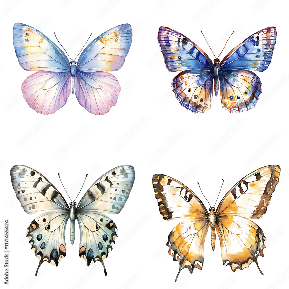 Obraz premium Colorful butterfly collection nature digital art vibrant garden aerial view wildlife conservation