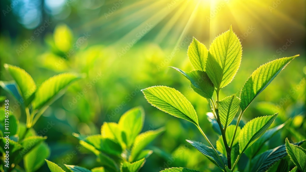 Sunlit Green Leaves Close-up Macro Photography of Nature's Renewal Sunlit Green Leaves Close-up Macro Photography of Nature's Renewal