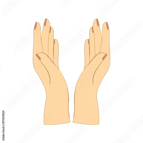 Cartoon human hands icon isolated on white background. Vector illustration. Not AI generated